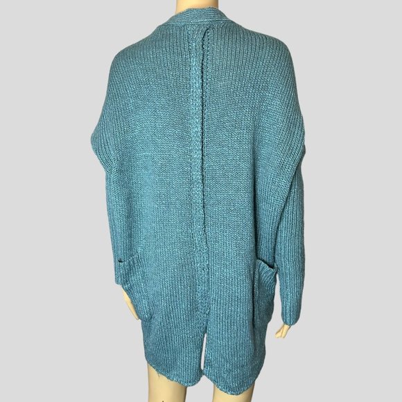 Romeo Juliet Womens Cardigan Open Sweater Medium M Green Wool Stretch Oversize - Picture 2 of 13